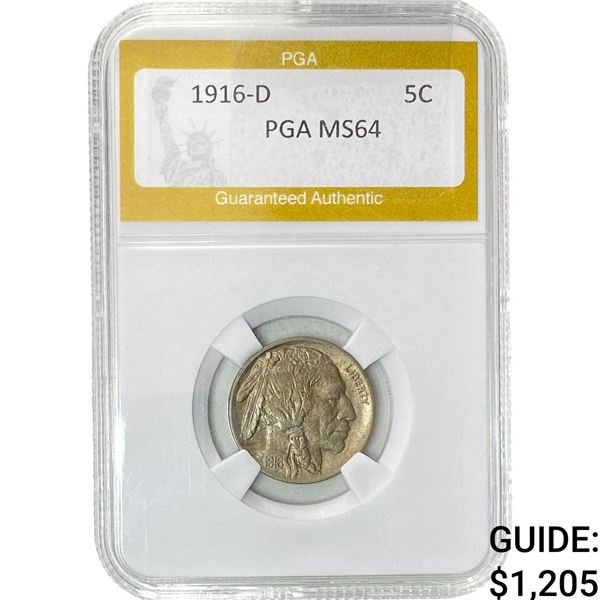 1916-D Buffalo Nickel PGA MS64