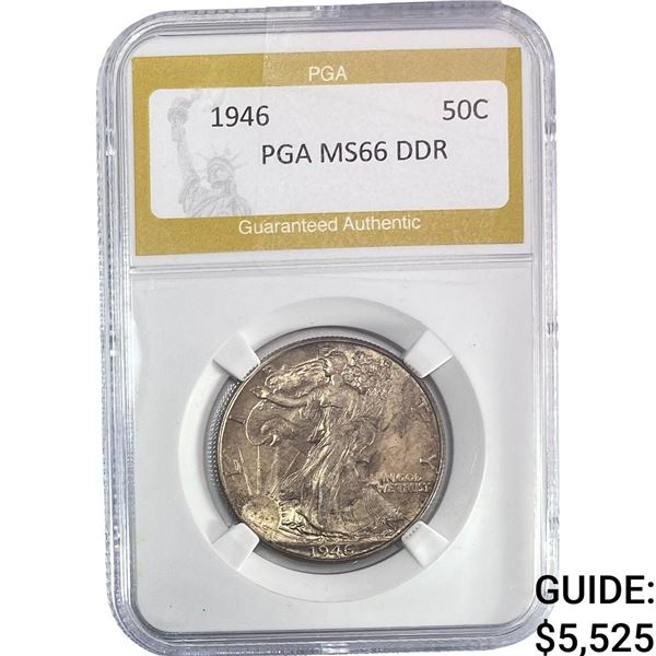 1946 Walking Liberty Half Dollar PGA MS66 DDR