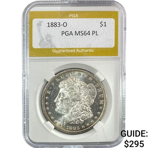 1883-O Morgan Silver Dollar PGA MS64 PL
