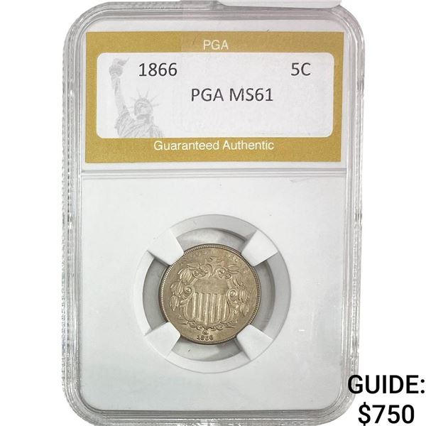1866 Shield Nickel PGA MS61