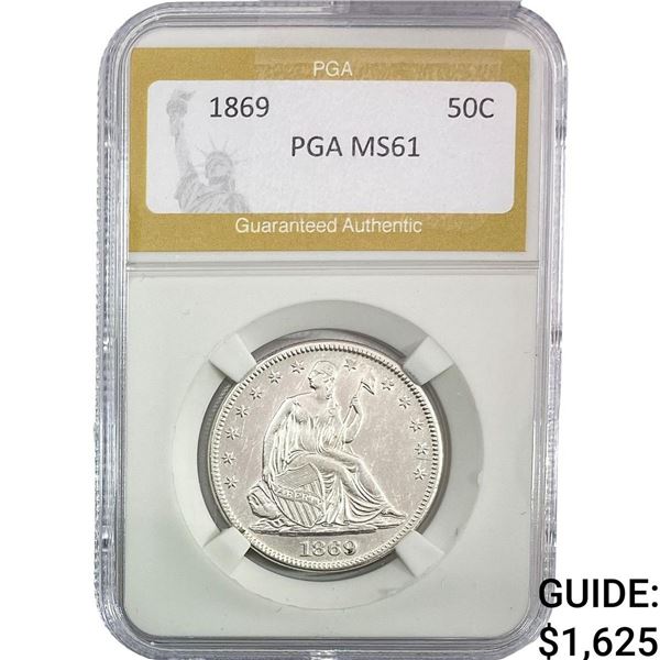 1869 Seated Liberty Half Dollar PGA MS61
