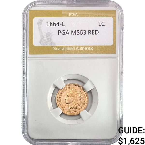 1864-L Indian Head Cent PGA MS63 RED