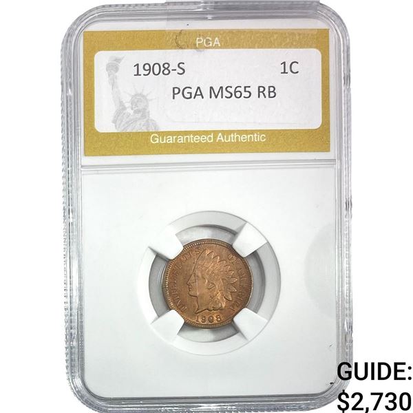 1908-S Indian Head Cent PGA MS65 RB
