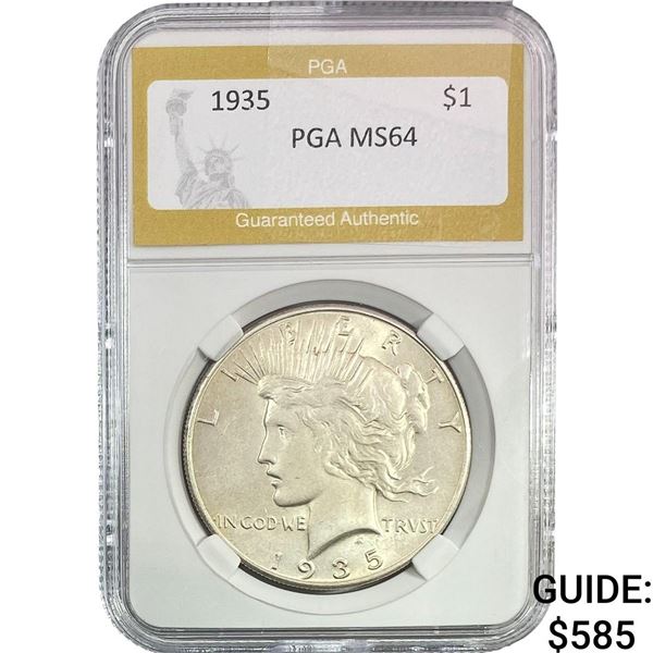 1935 Silver Peace Dollar PGA MS64