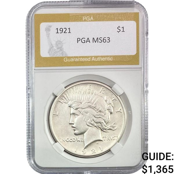 1921 Silver Peace Dollar PGA MS63