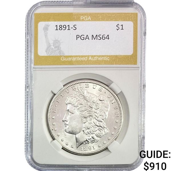 1891-S Morgan Silver Dollar PGA MS64