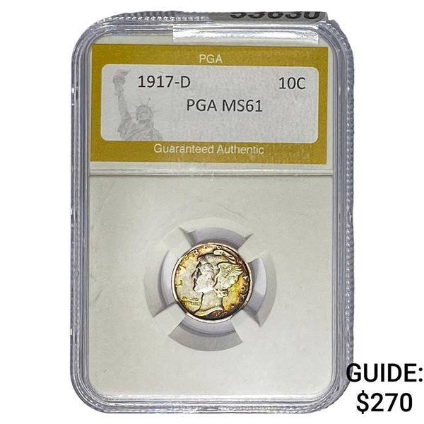 1917-D Mercury Silver Dime PGA MS61