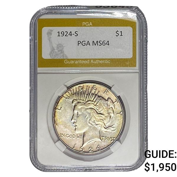 1924-S Silver Peace Dollar PGA MS64