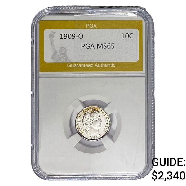 1909-O Barber Dime PGA MS65