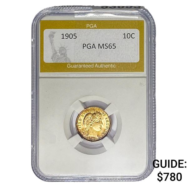 1905 Barber Dime PGA MS65