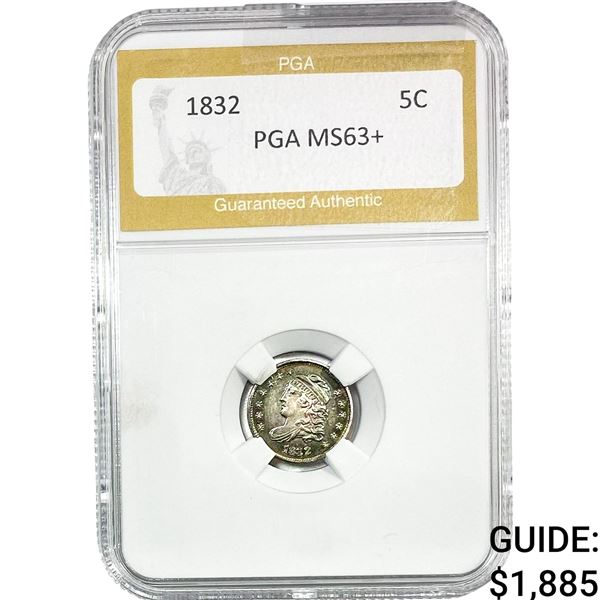 1832 Capped Bust Half Dime PGA MS63+