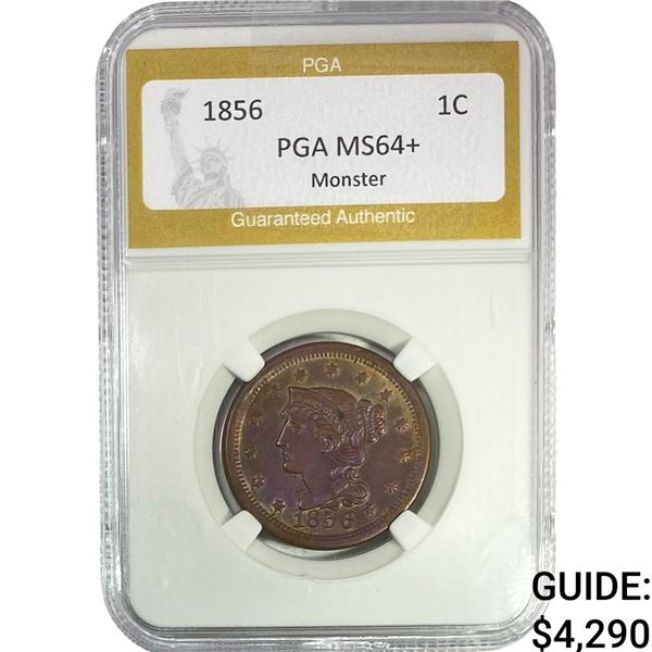 1856 Braided Hair Large Cent PGA MS64+