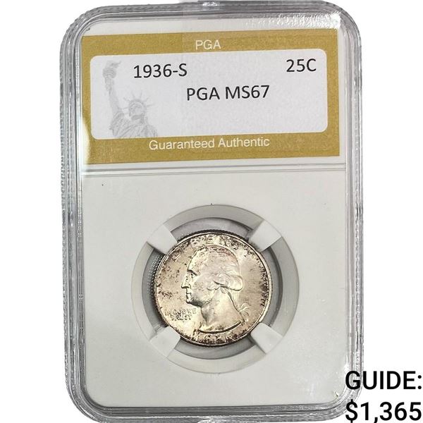 1936-S Washington Silver Quarter PGA MS67