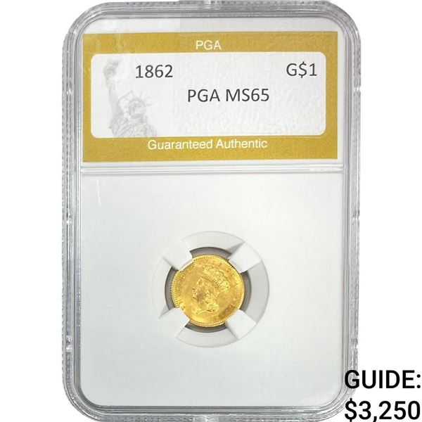 1862 Rare Gold Dollar PGA MS65