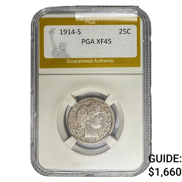 1914-S Barber Quarter PGA XF45