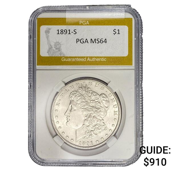 1891-S Morgan Silver Dollar PGA MS64