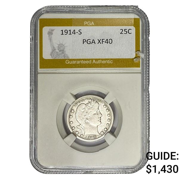 1914-S Barber Quarter PGA XF40