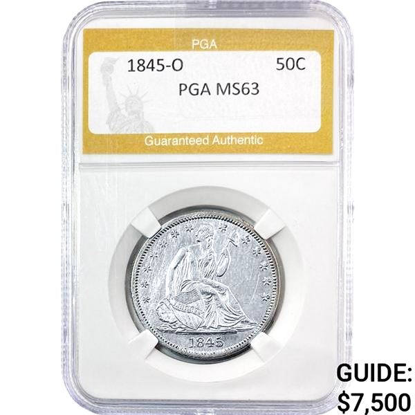 1845-O Seated Liberty Half Dollar PGA MS63