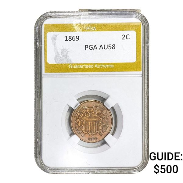 1869 Two Cent Piece PGA AU58