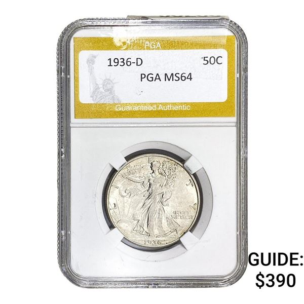 1936-D Walking Liberty Half Dollar PGA MS64