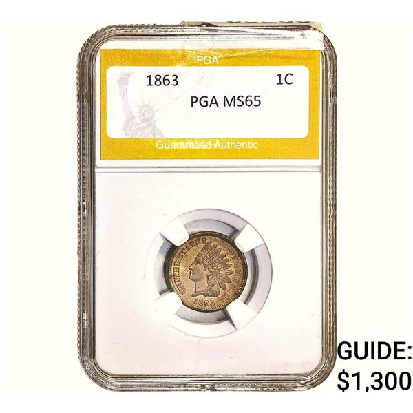 1863 Indian Head Cent PGA MS65
