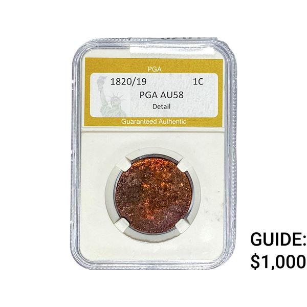 1820/19 Coronet Head Large Cent PGA AU58