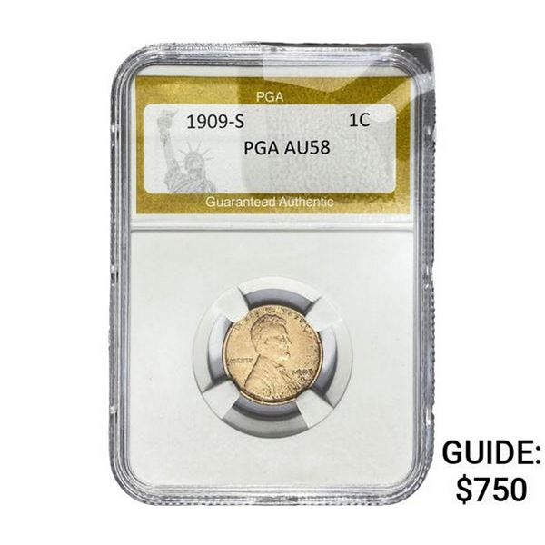 1909-S Wheat Cent PGA AU58
