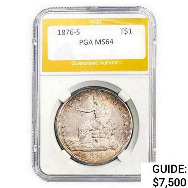 1876-S Silver Trade Dollar PGA MS64