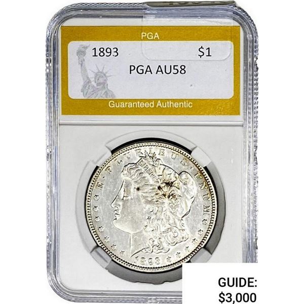 1893 Morgan Silver Dollar PGA AU58