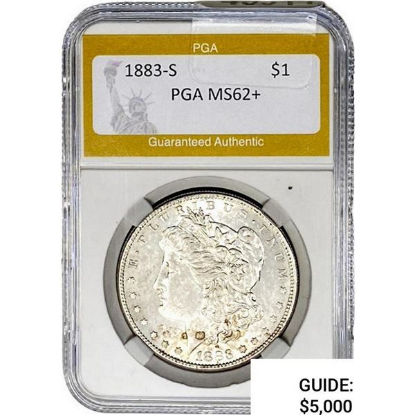 1883-S Morgan Silver Dollar PGA MS62+