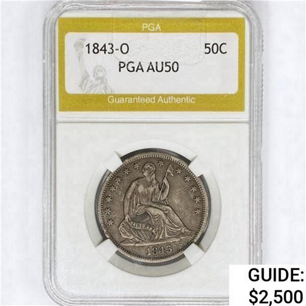 1843-O Seated Liberty Half Dollar PGA AU50