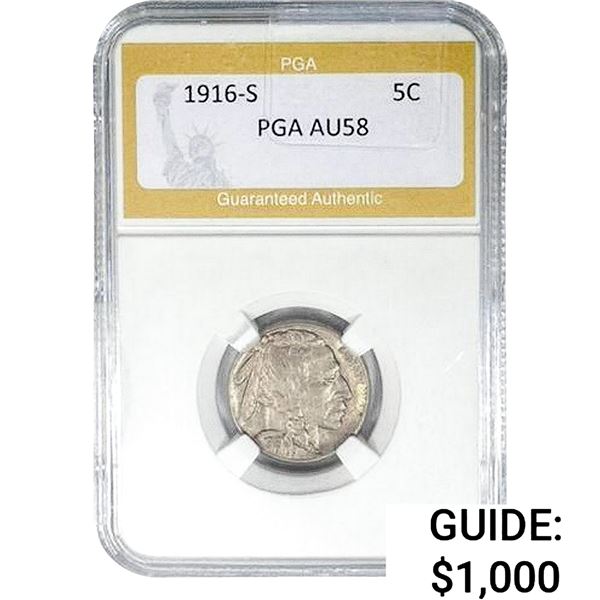 1916-S Buffalo Nickel PGA AU58