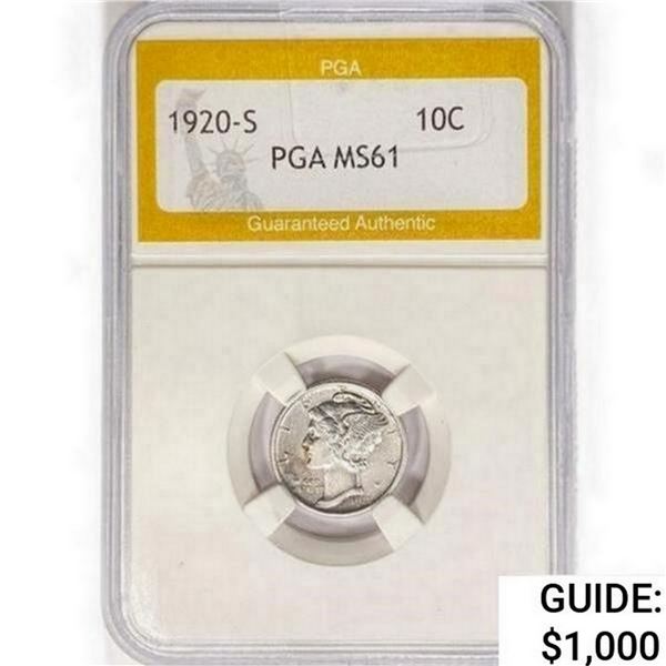 1920-S Mercury Silver Dime PGA MS61