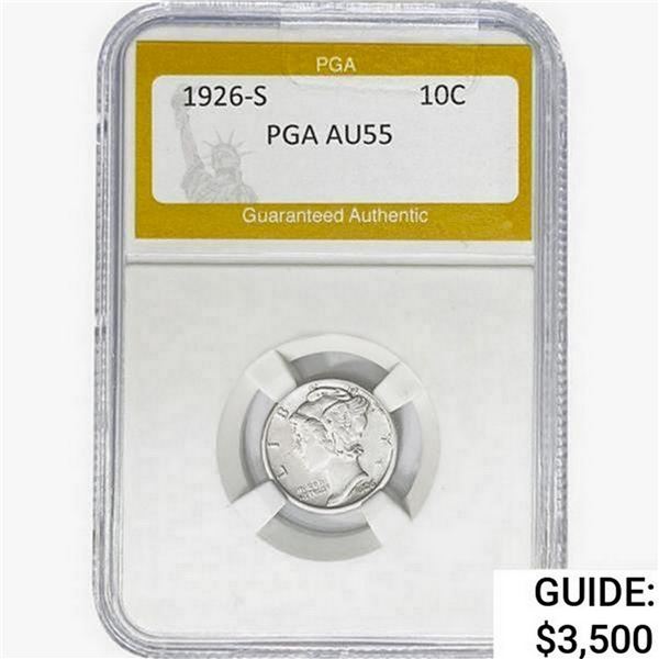 1926-S Mercury Silver Dime PGA AU55
