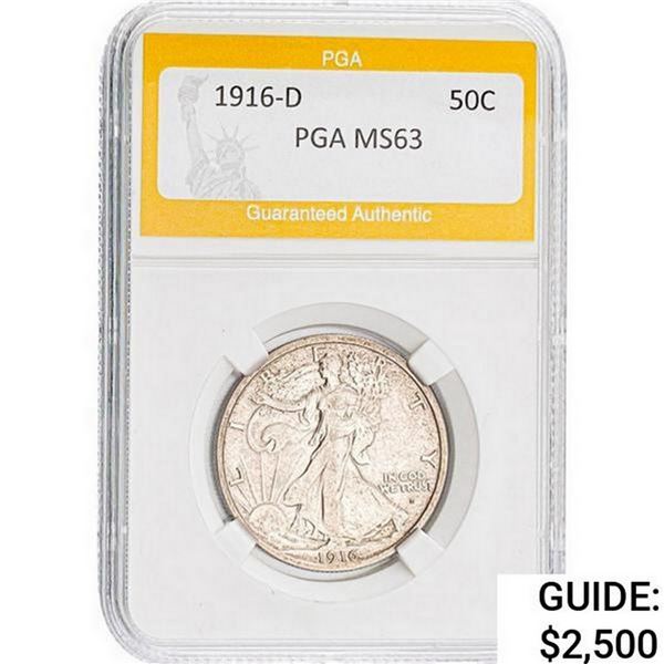 1916-D Walking Liberty Half Dollar PGA MS63
