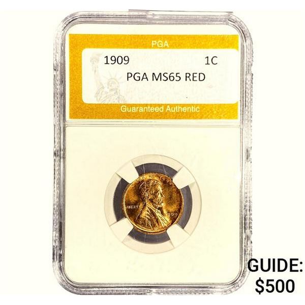 1909 Wheat Cent PGA MS65 RED
