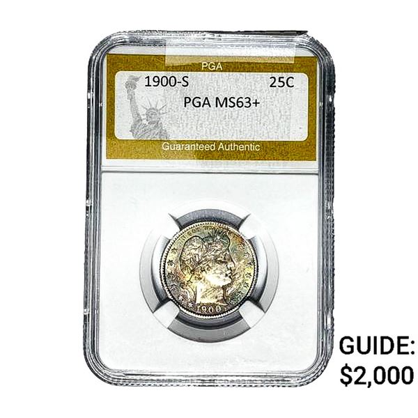 1900-S Barber Quarter PGA MS63+