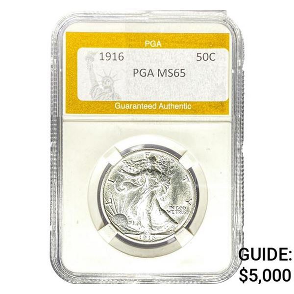 1916 Walking Liberty Half Dollar PGA MS65