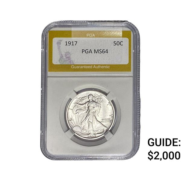 1917 Walking Liberty Half Dollar PGA MS64