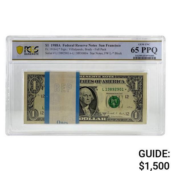 [100] 1988A $1 Federal Reserve Notes San Francisco PCGS 65 PPQ