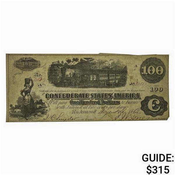 1862 $100 Confederate States of America Note