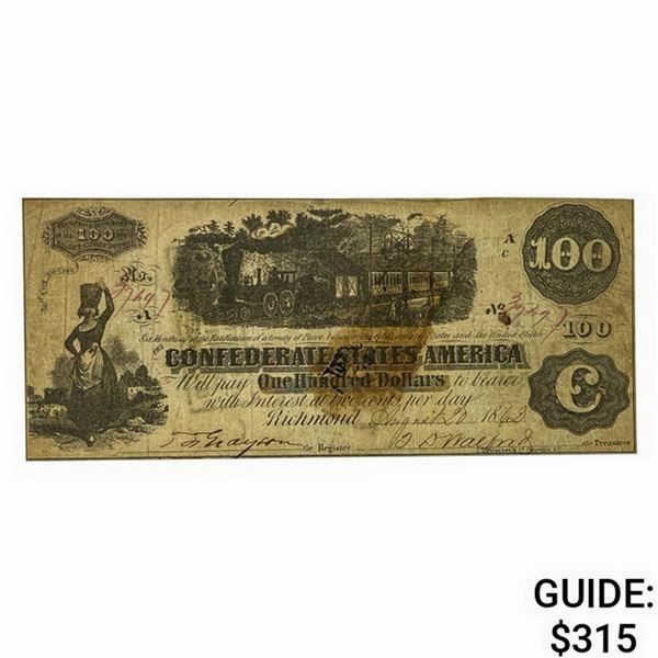 1862 $100 Confederate States of America Note