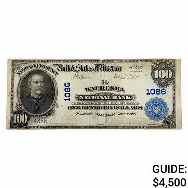 1905 $100 Waukesha National Bank Note