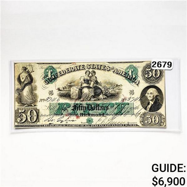1861 $50 Confederate Sates of America Note
