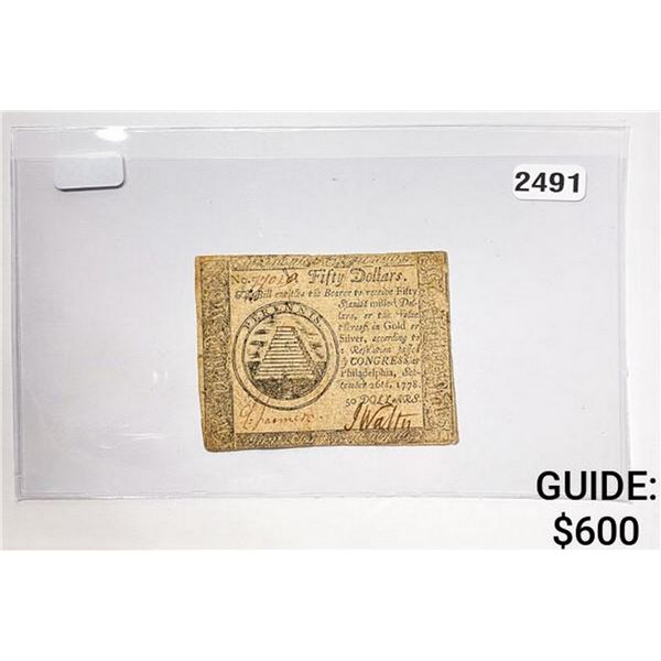 1778 $50 Philadelphia Continental Currency