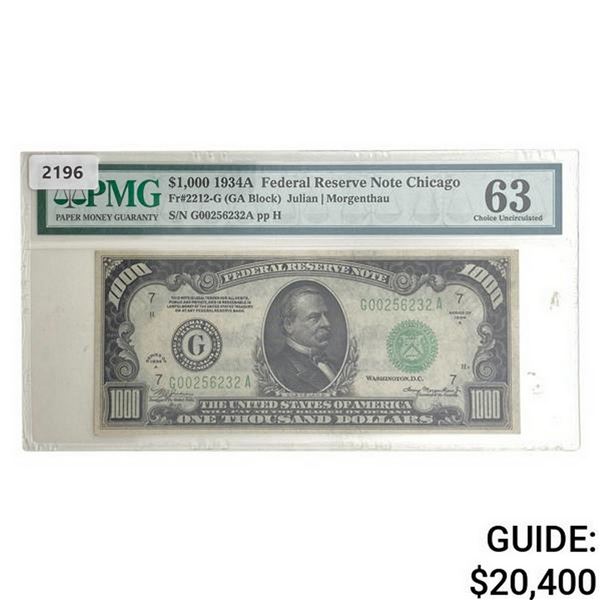 1934A $1000 Federal Reserve Note Chicago PMG 63