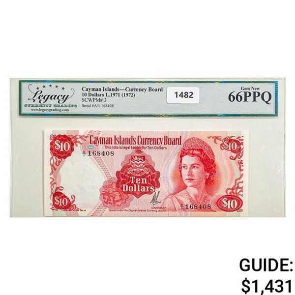 1972  Caymen Islands $10 Currency Board  66 PPQ