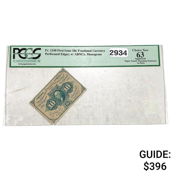 1862 10C First Issue Fractional Currency PCGS CN63