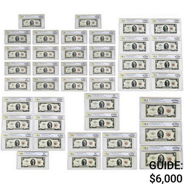 1953B M US $2 Legal Tender Notes [42 Notes] PCGS AU55-MS66