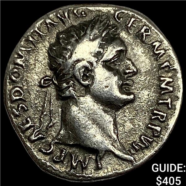 Roman Domitian, 81-96 AD Silver Denarius CLOSELY UNCIRCULATED